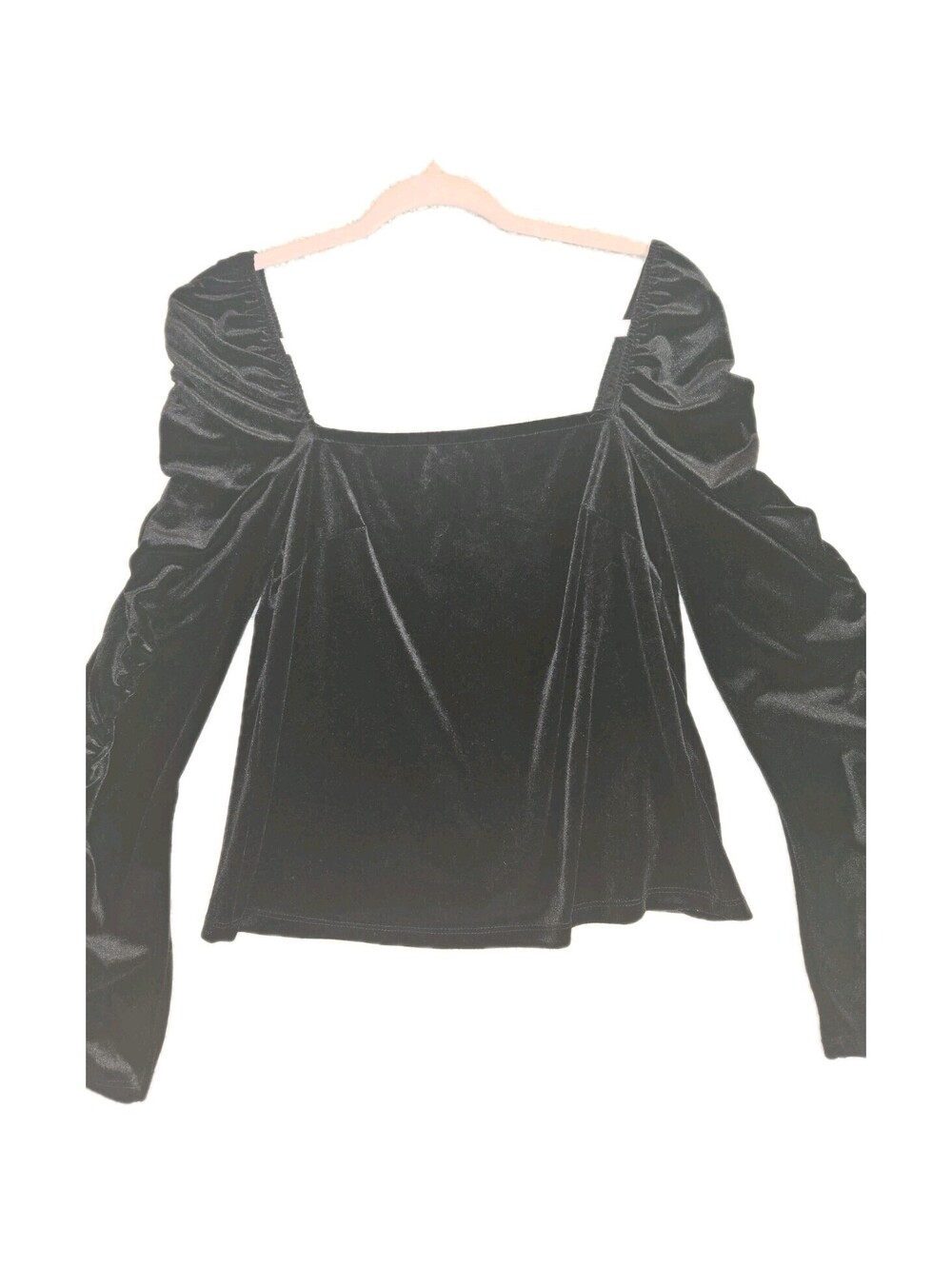 chelsea and violet top Black Velvet S M L/S Cropped Ruched Sleeves Grunge Punk